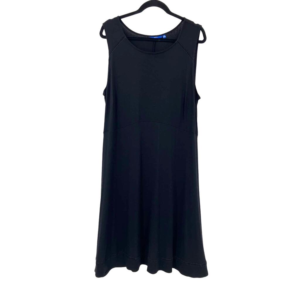 Apt. 9 Black Sleeveless Midi Plus Size Stretch Ladder Lace Trim Pullover Dress